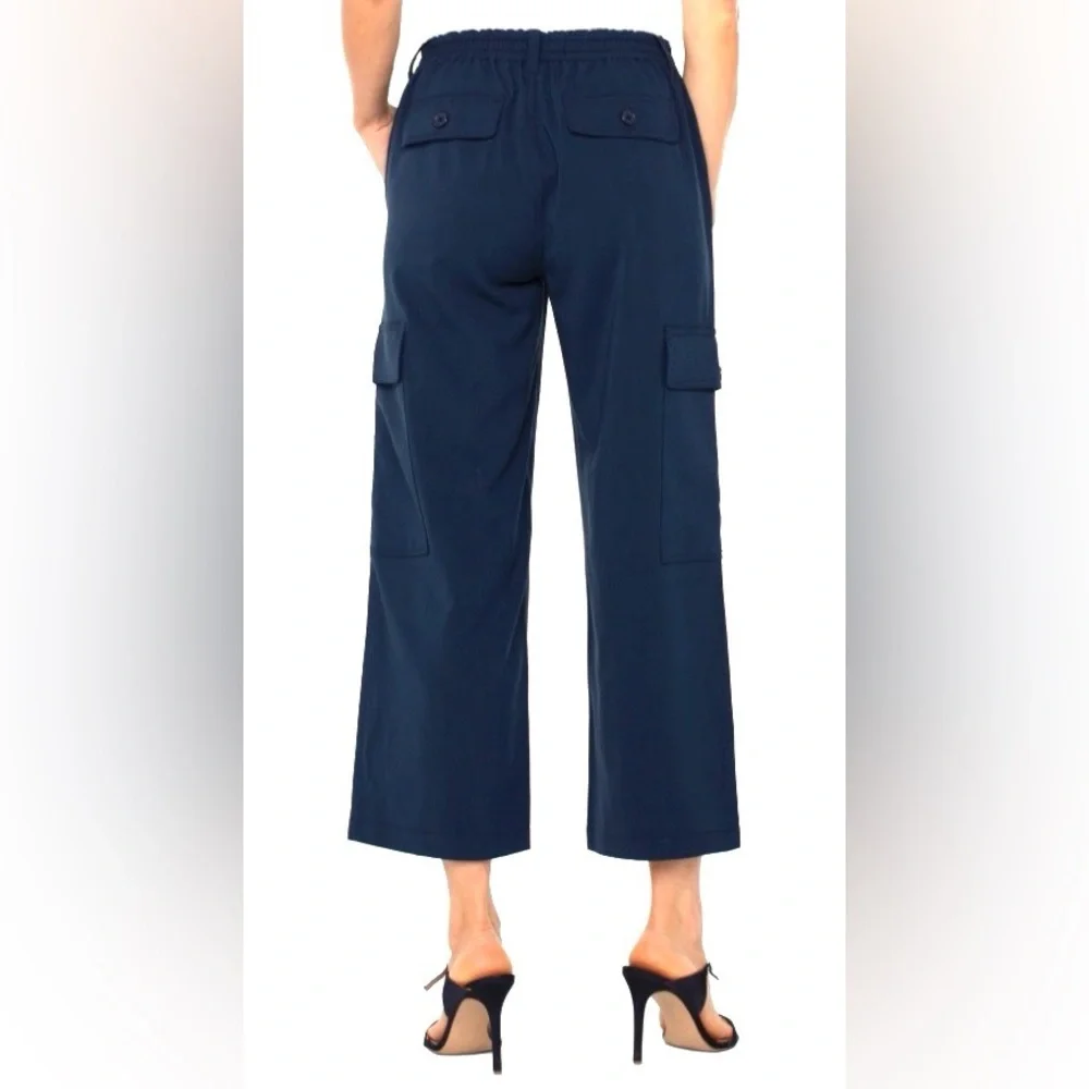 NWT [Liverpool] LA Hi-rise Cargo Crop Straight Pants Dark Navy Blue Women’s 8/29 - Picture 4 of 12